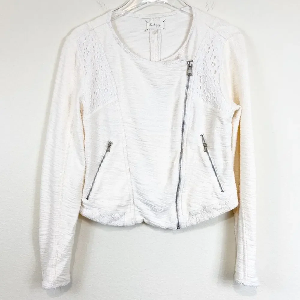 Lou & Grey | Hint Of Lace Moto Jacket Sz M